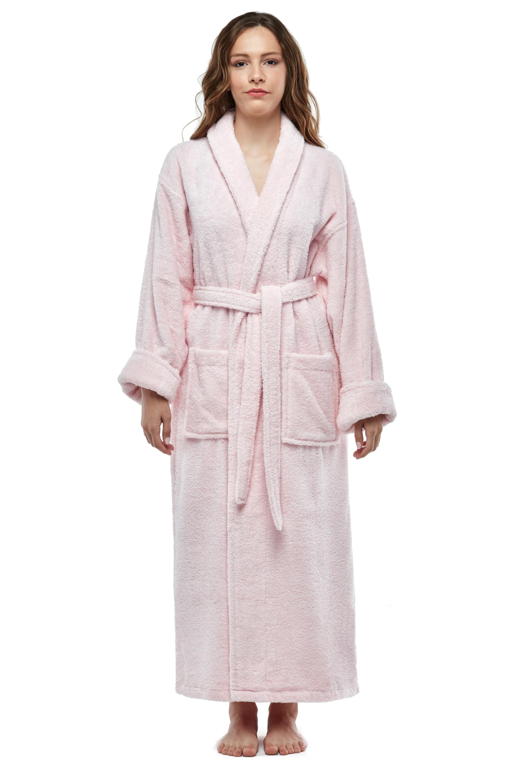 ESKYMODE Womens Terry Cotton Bathrobe, Ankle Length Long Women's Plush Towel Bath Robe