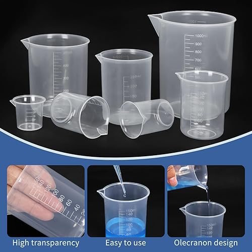 Miniatura 4 de Twdrer Juego de vasos de plástico de 7 tamaños, vasos de medición transparente para líquidos graduados en 1.0 fl oz/1.7 fl oz/3.4 fl oz/5.1 fl