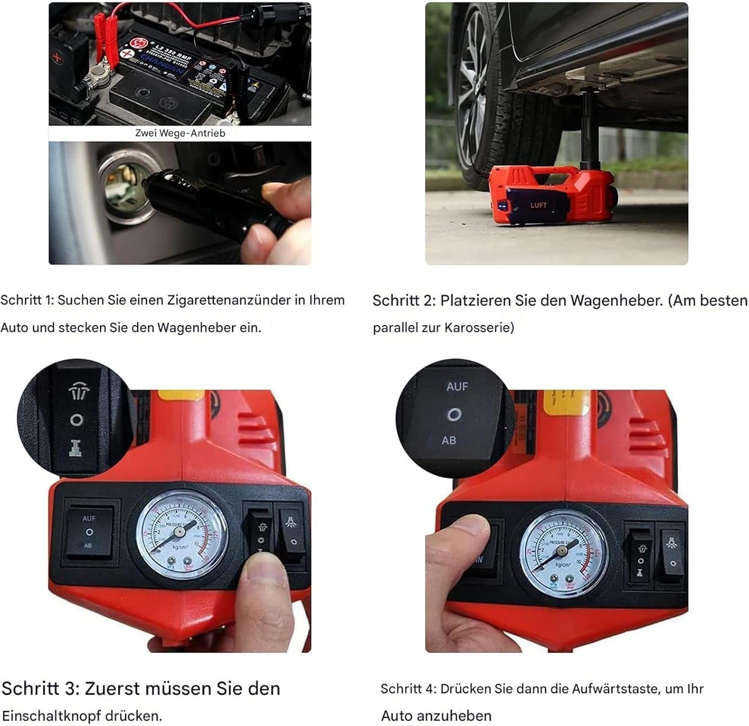 ROGTZ Gato hidráulico eléctrico 5 en 1 con bomba de aire y llave de impacto para coche, camión, remolque, cambio de neumáticos y reparación