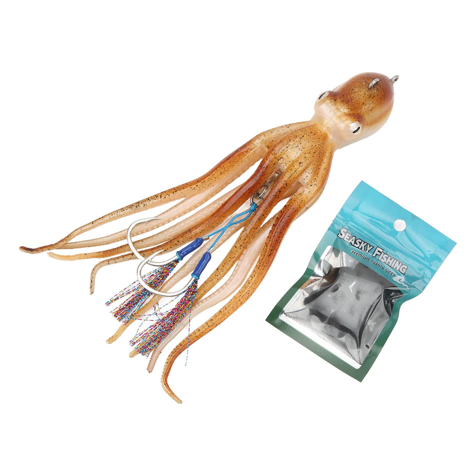 SIXRUN Esca Realistica per Calamari Octopus Jig per la Pesca di Pesci Grossi con Compresse di Inchiostro, Materiale Durevole per la Pesca Oceanica in Acqua Salata