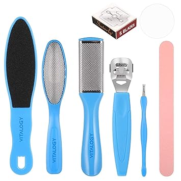 Vitalogy - Pedicure Tools for Feet - 8 in 1 Pedicure Kit | Foot Scrubber for Dead Skin, Callus Remover, Foot Scraper, Foot File, Pitchfork, Filer for Nail Repair - 1 Set - image, photos