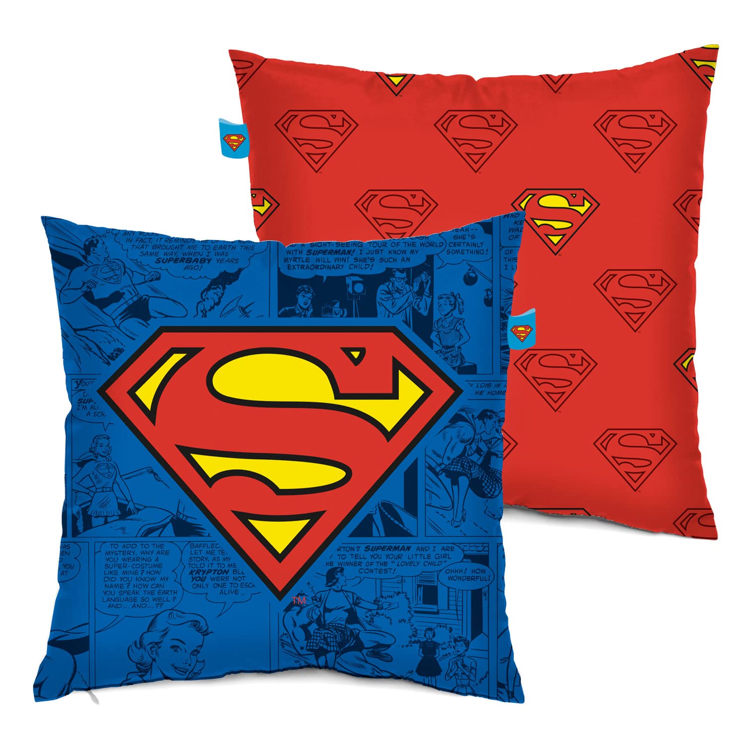 ARDITEX Superman Square Cushion for Sofa, Bed, Chair, 40 x 40 cm, Blue and Red