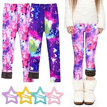 2 Pack Girls Fleece Lined Leggings &ndash; Warm Stretchy Winter Pants for School & Outdoor Play, Size 4-10 Years