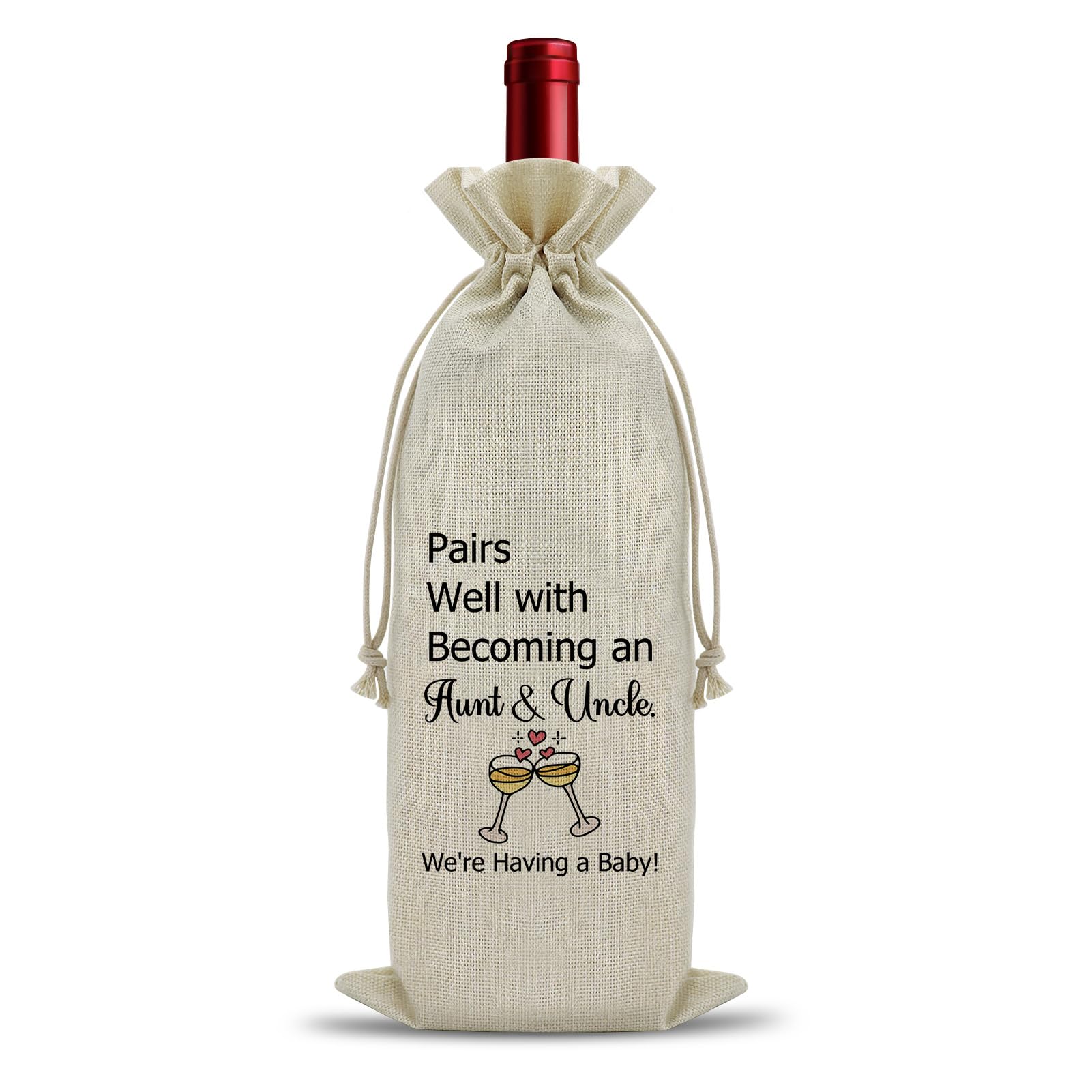 New Aunt Uncle Gift Wine Bag Pregnancy Announcement Gifts for Aunt Uncle Promoted to Auntie Uncles Gifts Bottle Wine Bag Expecting Baby Gift for Sister Brother Birthday Present for Future Aunts Uncles