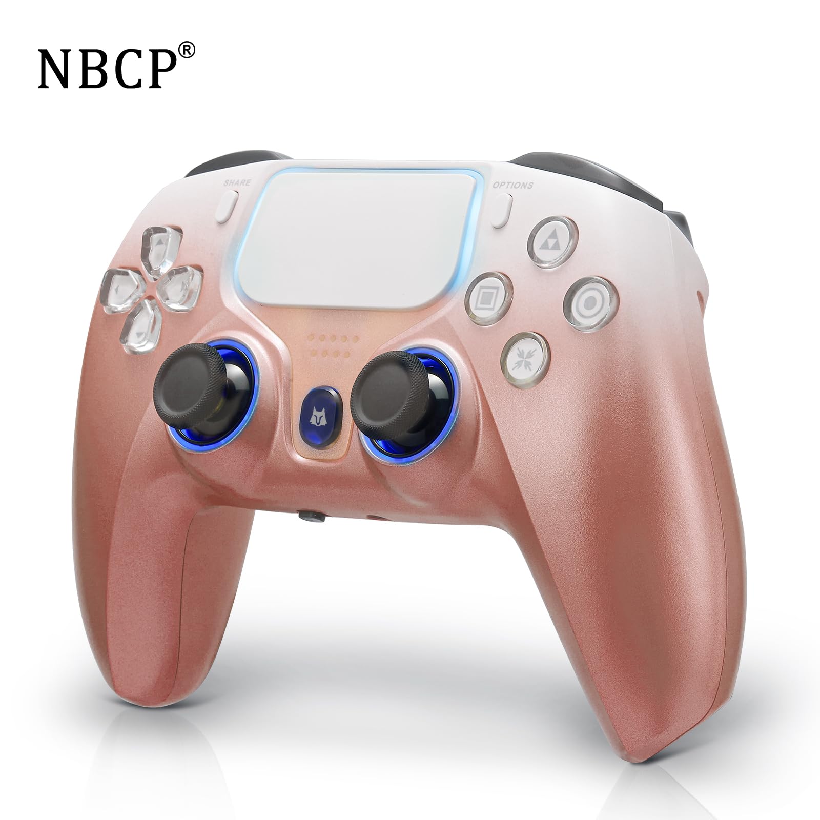 NBCP-Game controller für PS4, kabellos, playstation 4 controller, Controlador Inalámbrico PS4, 1200 mAh Akku/Doppelmotoren/6-Achsen-Gyro/3,5 mm Audiobuchse/Hall Effekt-Sensor (Gold)