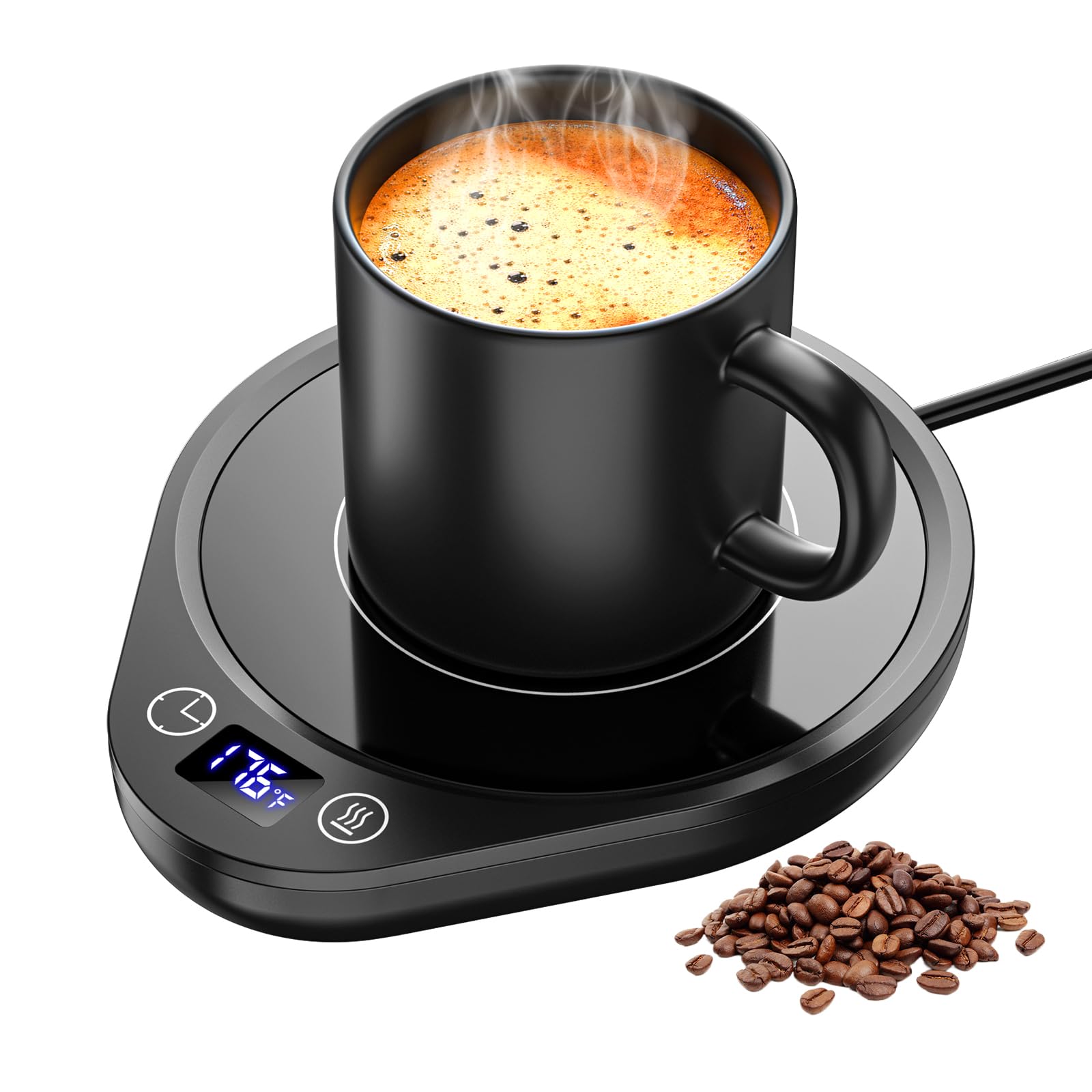 Chauffe-Tasse USB MQUPIN - Sous-Verre Chauffant Café Thé Avec Base Antidérapante (Bois Foncé)