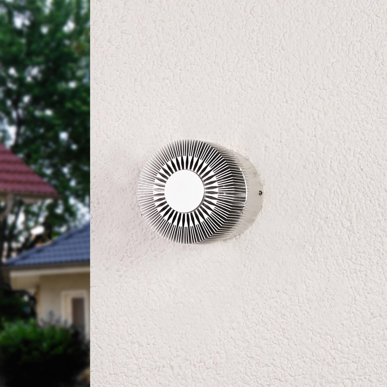 Lucande LED Wandleuchte außen Lennias (spritzwassergeschützt (Modern) in Alu aus Aluminium (1 flammig,) - Außenwandleuchten Wandlampe Led Außenlampe Outdoor für Außenwand/Hauswand