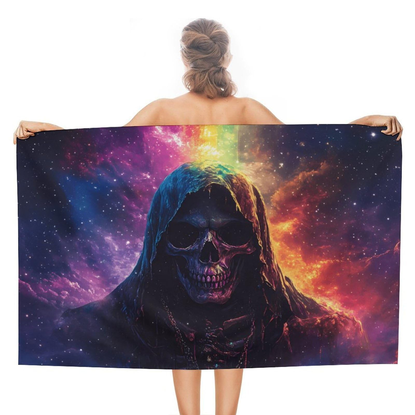 CGSBNGHA Grim Reaper Gothic Skeleton Beach Towels Soft Bathroom Bath Pool Swim Towels for Women Men