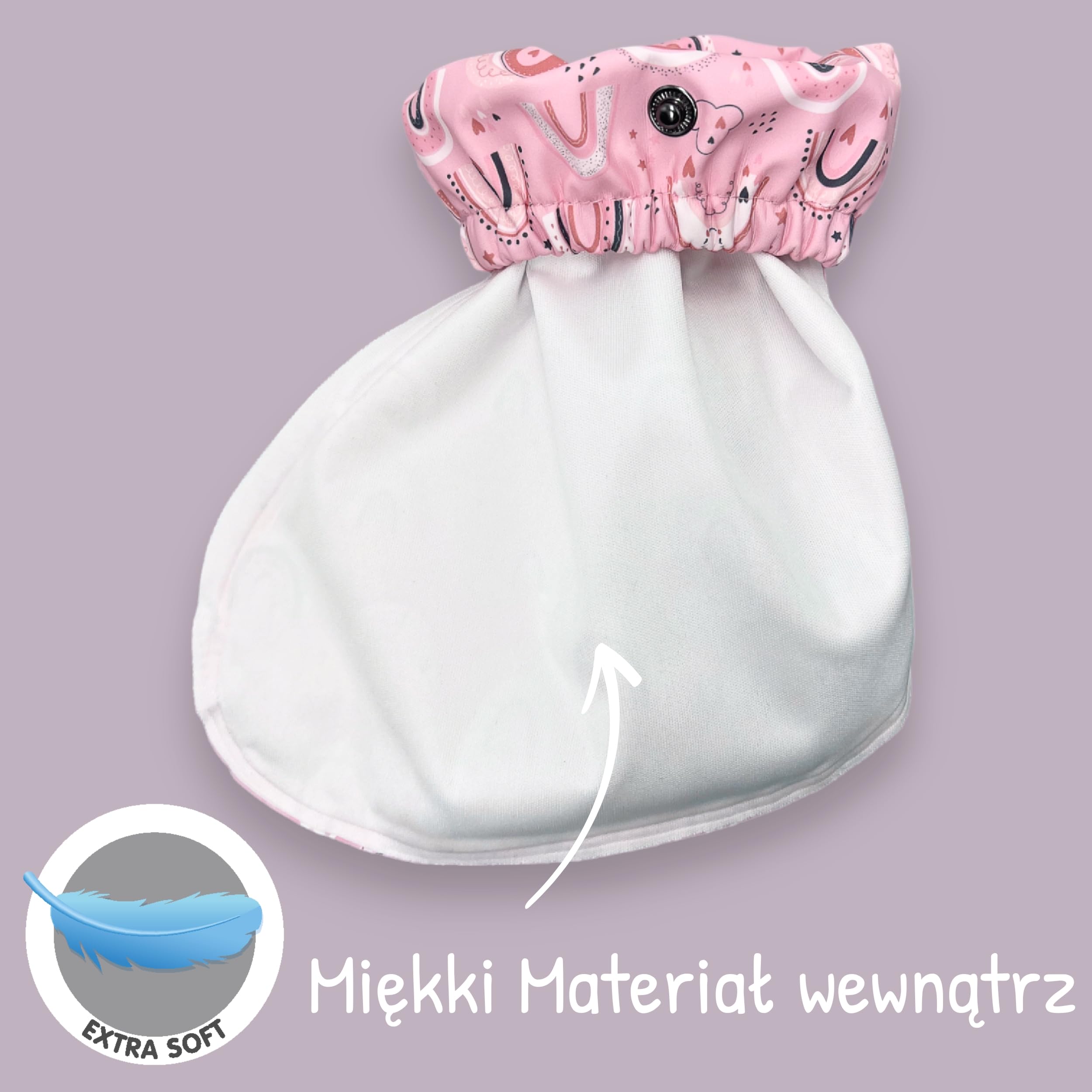 HECKBO Kalosze dziecięce bez polarowej podszewki - Różowa tęcza - 2 rozmiary - od 6 do 24 miesięcy - unisex kalosze dla dziewczynek i chłopców
