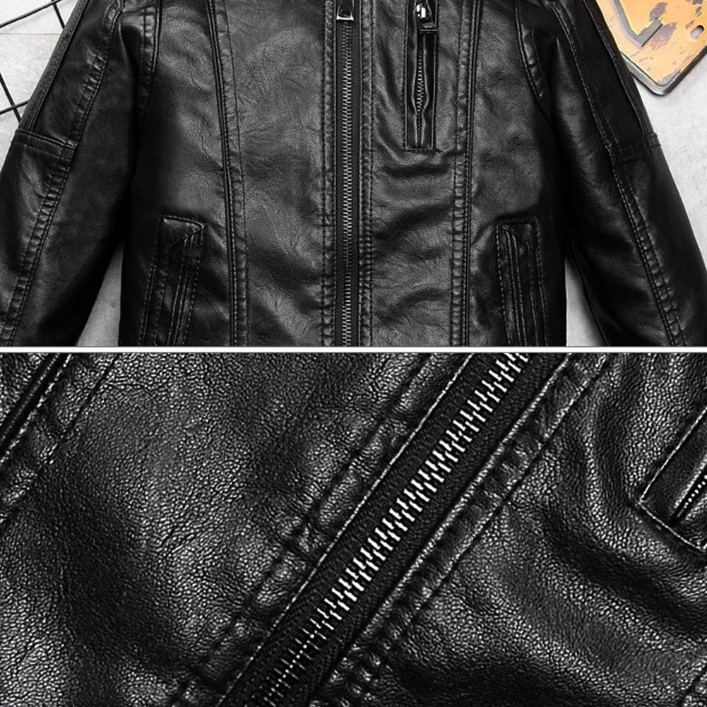 Jungen Verdickte Lederjacke PU Leder Kinder Mädchen Flaumgefüttert Bikerjacke Warm Outwear Kleidung Mantel