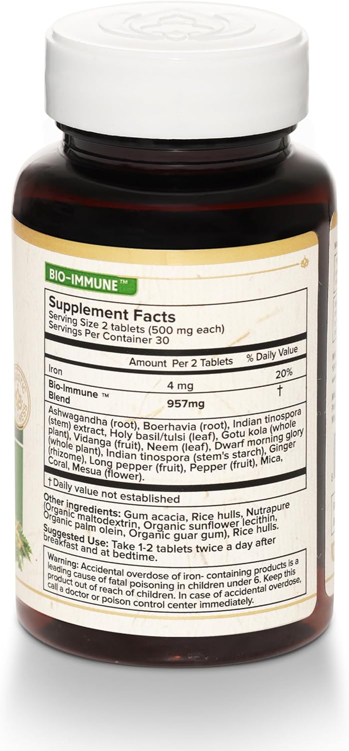 Maharishi Ayurveda Bio Immune™ – 500 mg, 60 Tablets – Ayurvedic Blend with Tulsi, Ashwagandha, Tinospora & More – Supports Natural Immune Function, Detox & Cellular Resilience*