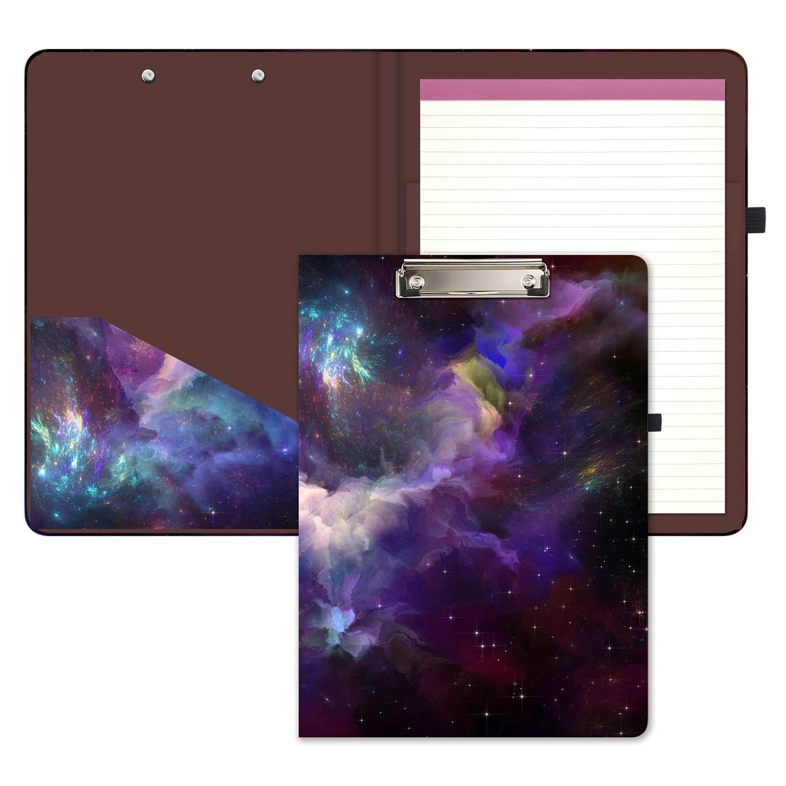 Hongri Clipboard Folio with Refillable Lined Notepad and Interior Storage Pocket for Students, Classroom, Office, Women, Man, Cute Custom Pattern,