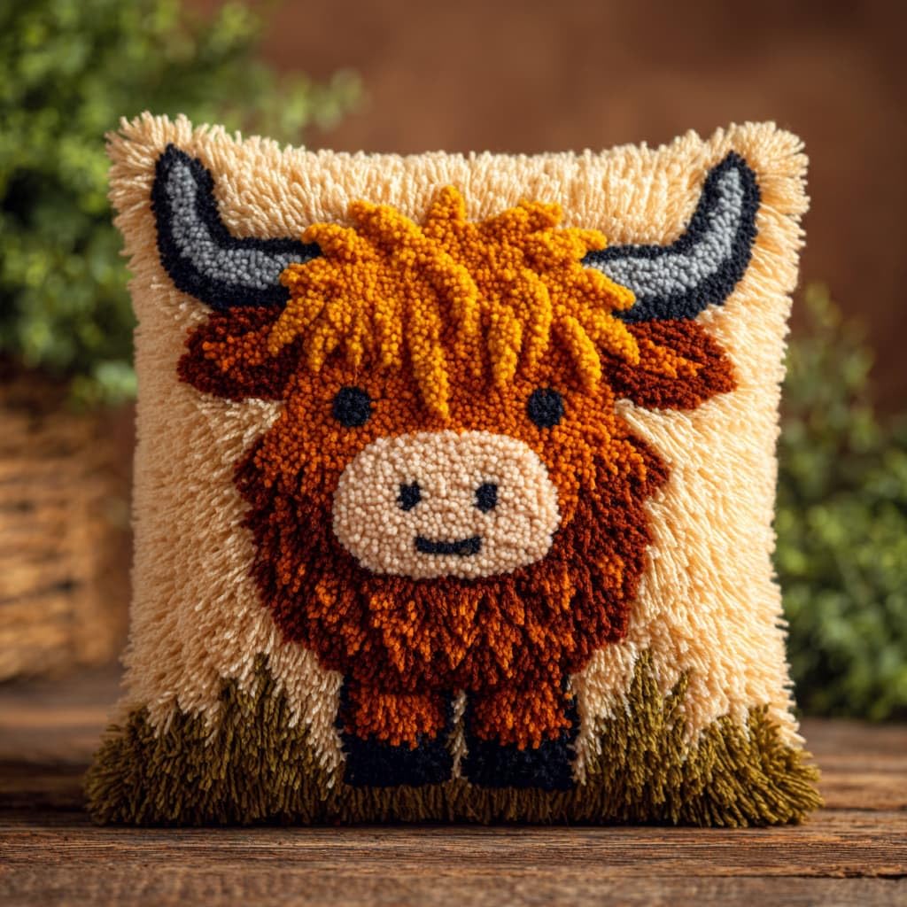 Henypt Latch Hook Kits for Beginners Highland Cattle