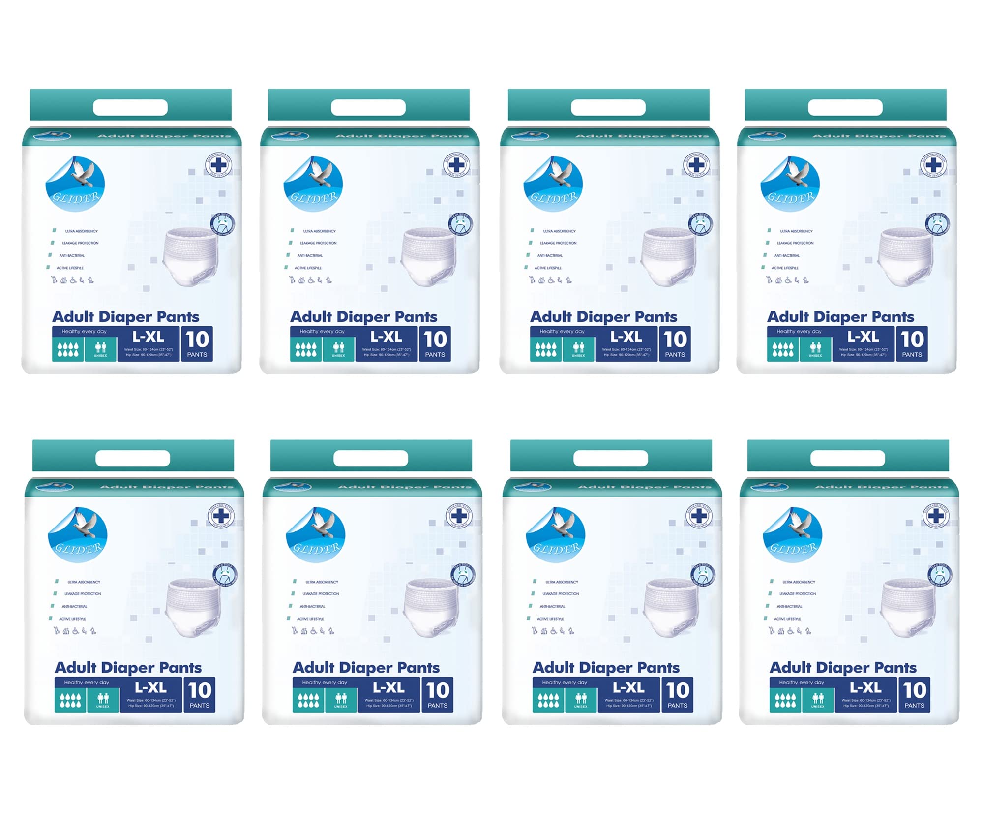 Glider Unisex Adult Diaper Pants | Large-XL Size | Wetness Indicator & All-Night Superior Absorbency | 23-52 Inch (60-135 cm) | (Pack of 8 – 80 Count)-image-11