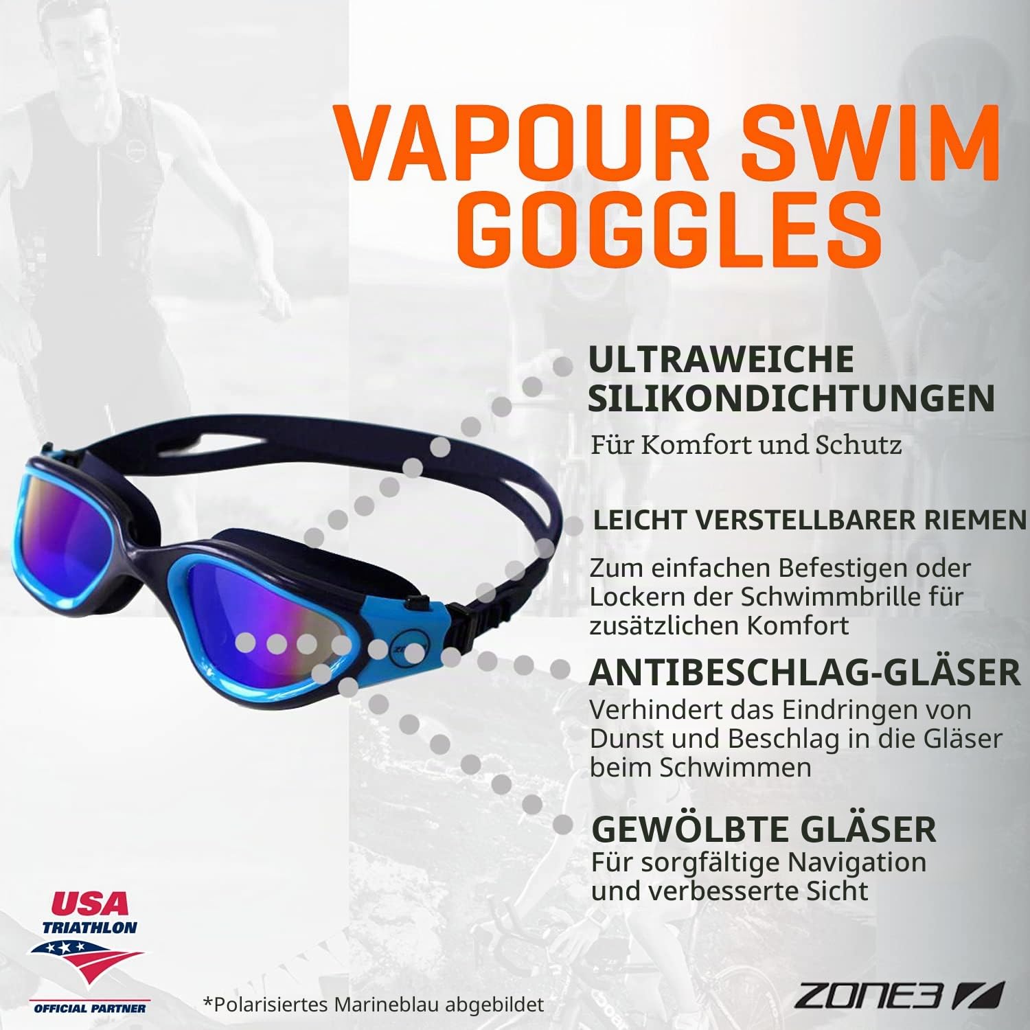 ZONE3 Unisex Dampf Schwimmbrille (1er Pack)