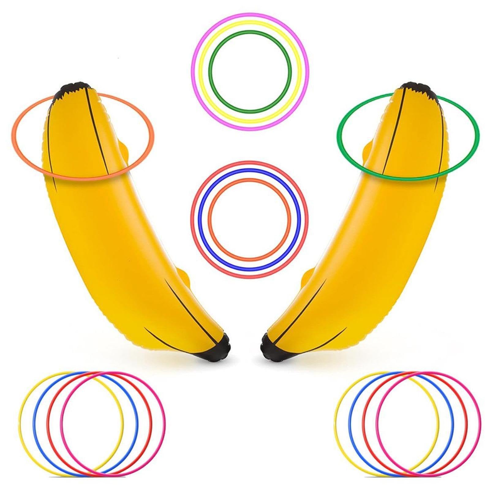 3 Pièces Jeu de Lancer D'Anneaux Banane Gonflable Ensemble de Jeux Piscine Accessoires Jardin Compact Multifonction Adapté pour Fête de Célibataire Pl, 3 Bananes Gonflables
