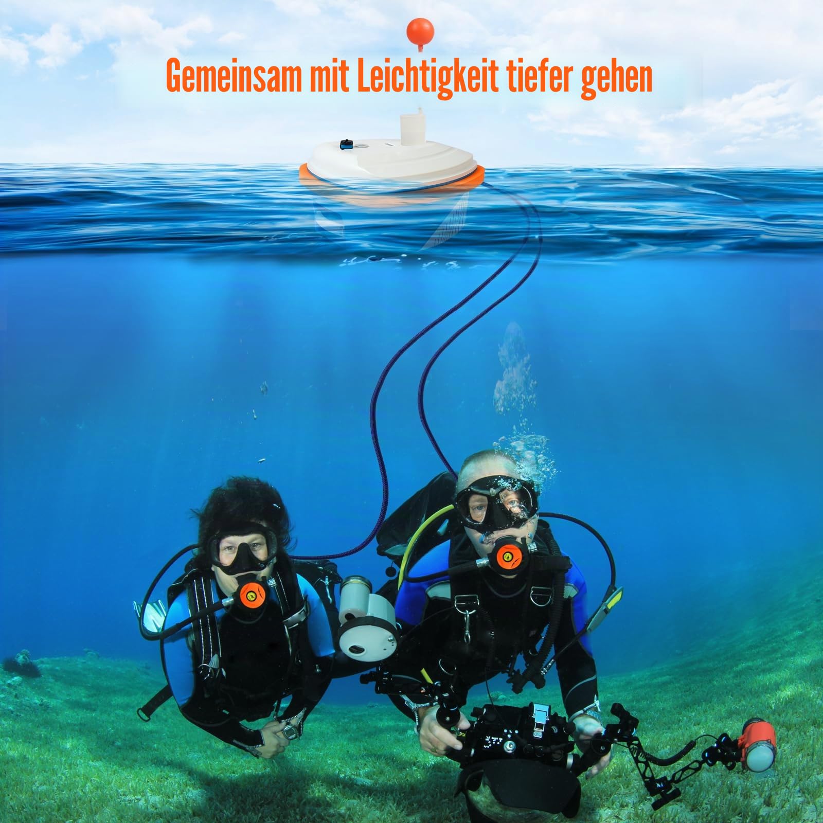 Tauchsystem, Unterstützung 2 Taucher Tauchventilator mit 18,3 m Schlauch Tauchen Atemregler Unterwasser Atemgerät Scuba Tankless System
