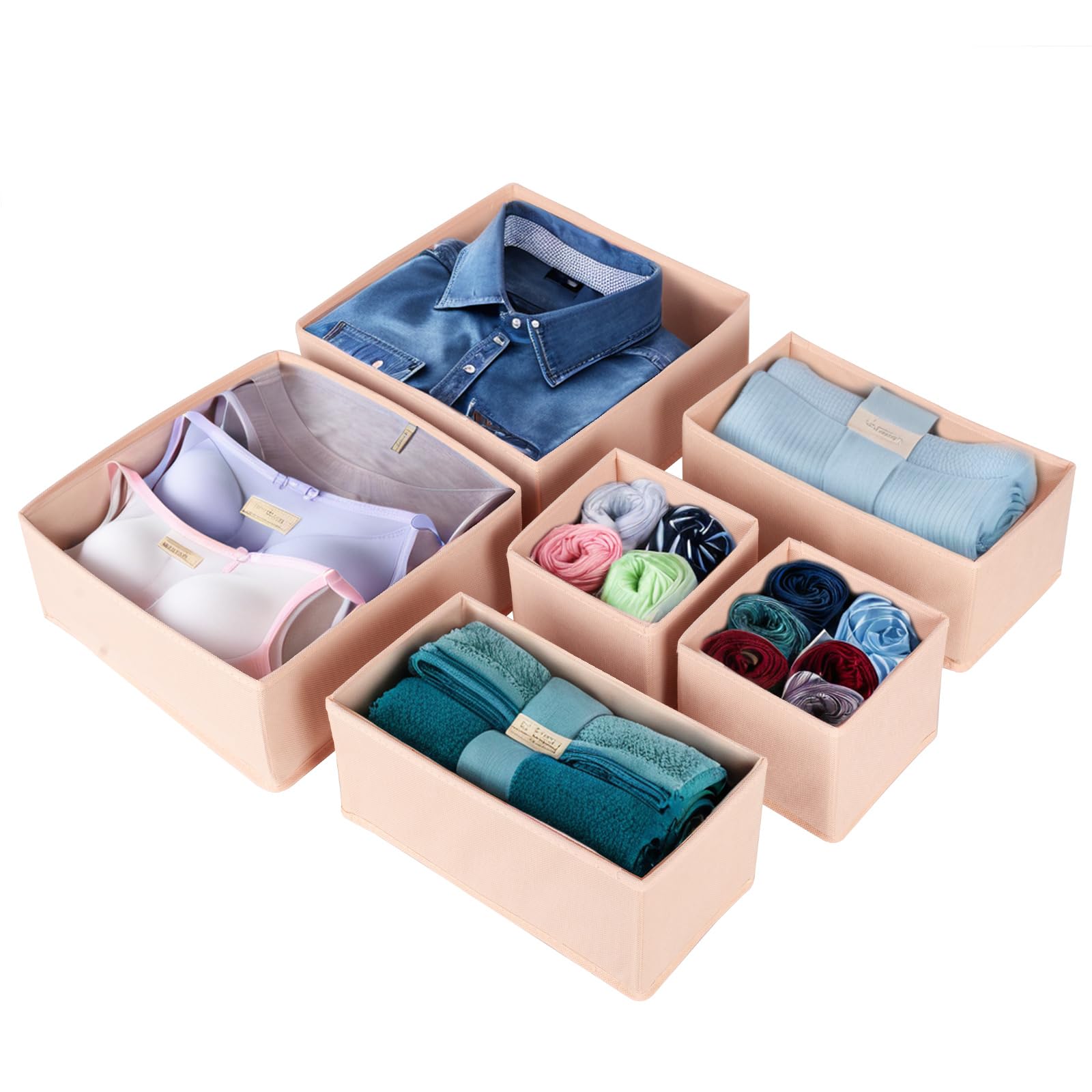 ShellKingdom Organizador de cajones de tocador, caja de almacenamiento de tela plegable, contenedor de cubos para ropa interior, s