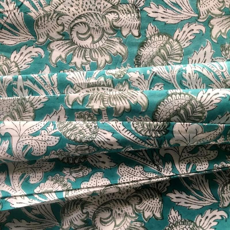 Miniatura 3 de E-Tailor The Yard - Tela de algodón natural indio con estampado floral, tela de costura, 3 yardas, color verde selva floral