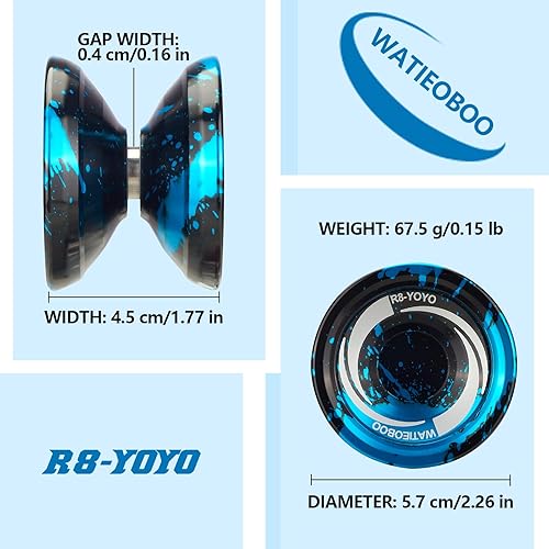 Miniatura 8 de WATIEOBOO Yoyo R8 Responsive Yoyo para niños de 8 a 12 años, Yoyo profesional que no responde para adultos, Yoyo profesional de trucos de metal, con