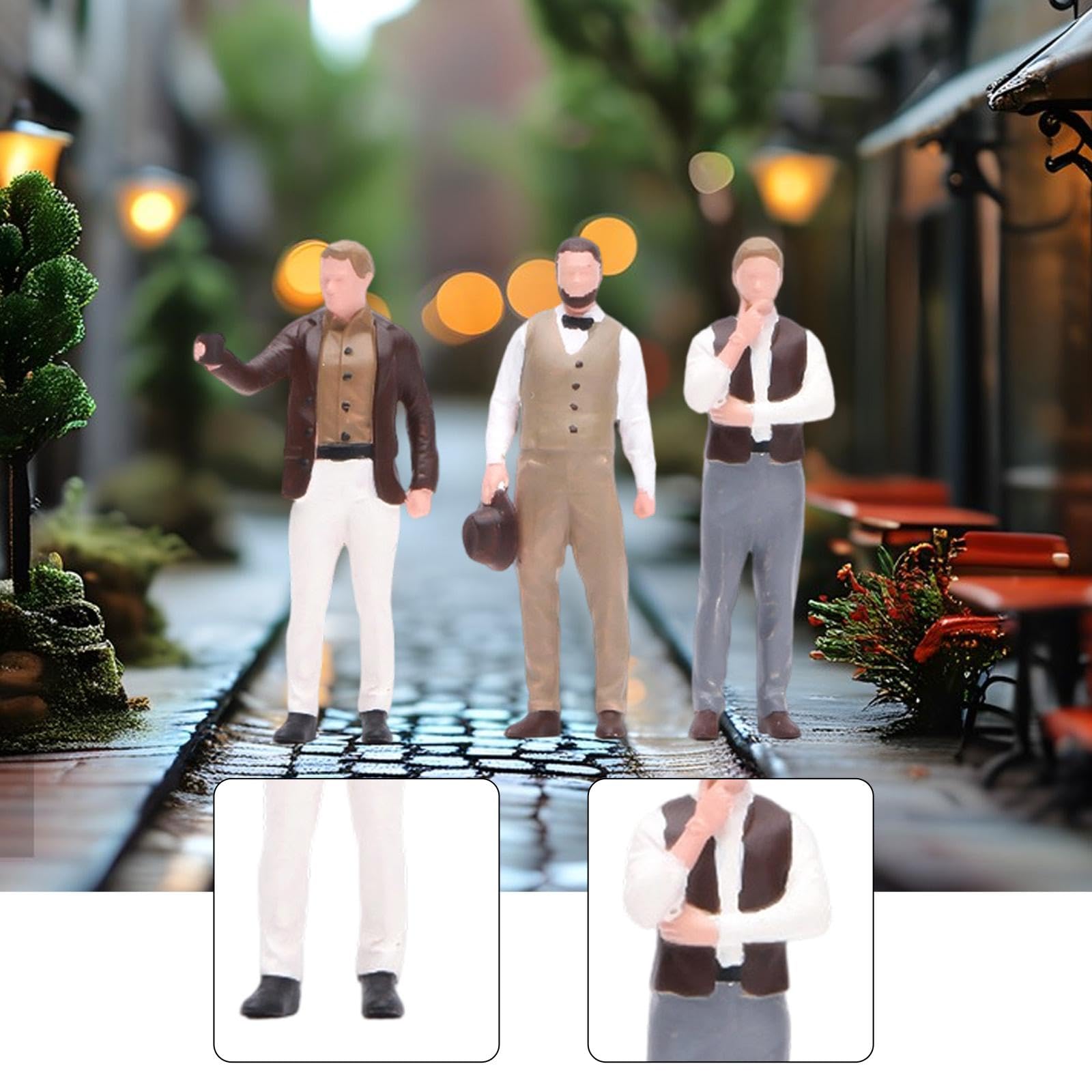 Qianly 3 Pezzi Miniature Persone Modellini Resina Figurine Micro Paesaggio Scene Realistiche Perfette per Collezione Regalo Decorazione Diorama Modellismo
