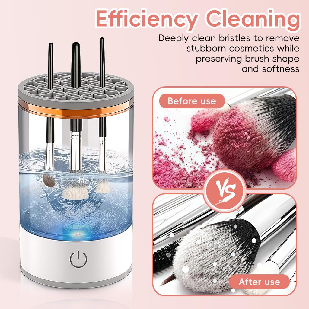 Máquina limpiadora de brochas de maquillaje eléctrica 3 en 1, limpiador automático de brochas de maquillaje eléctrico con secadora, herramienta de limpieza de secado rápido, limpiadores de brochas