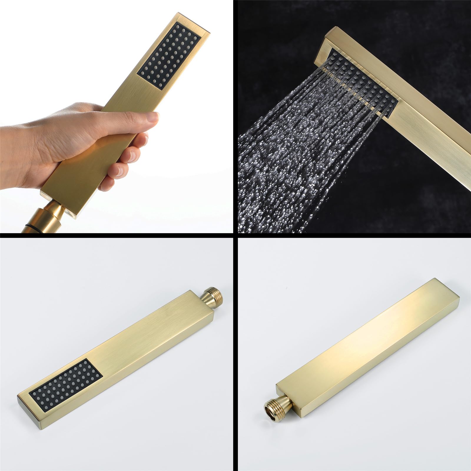 Columna Ducha Termostatica Ducha Empotrada con Ducha de Mano de 3 Funciones y 4 Ducha Lateral 560 * 220mm Modo Lluvia Cascada Lujoso Sistema de Ducha Oro Cepillado