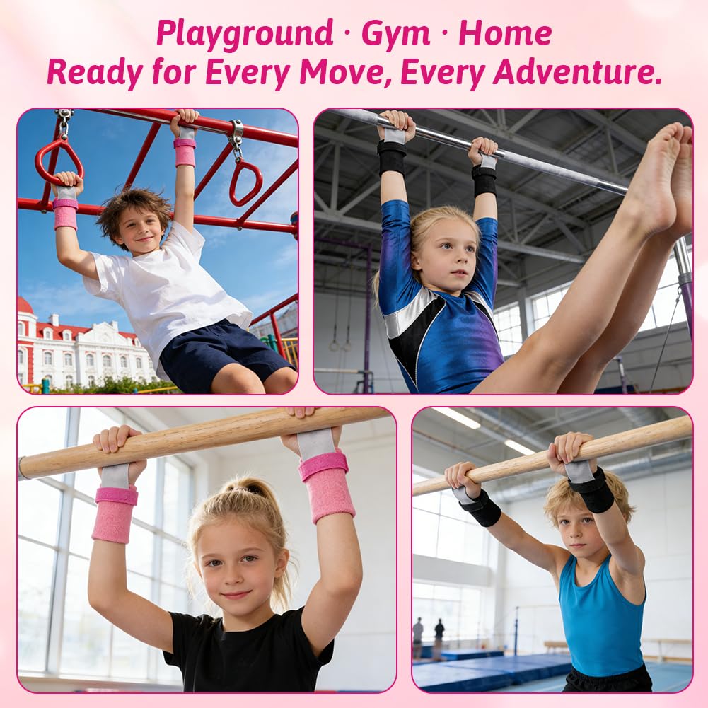 DiULi Set di 2 Impugnature da Ginnastica per Ragazze e Ragazzi, Protezione per i Palmi e Supporto per Il Polso, Accessori Sportivi per Allenamento ed Esercizio dei Bambini, S/M
