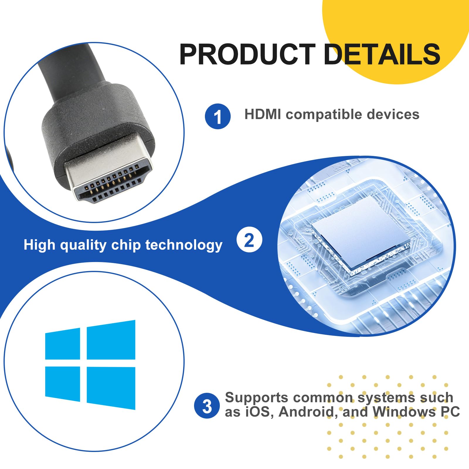 Adattatore Wireless HDMI 4K HD, Display Adattatore con Screen Mirror per Miracast/DLNA/AirPlay, HDMI Dongle compatibile con Android, OS, Windows, TV, proiettore, laptop, smartphone, tablet monitor