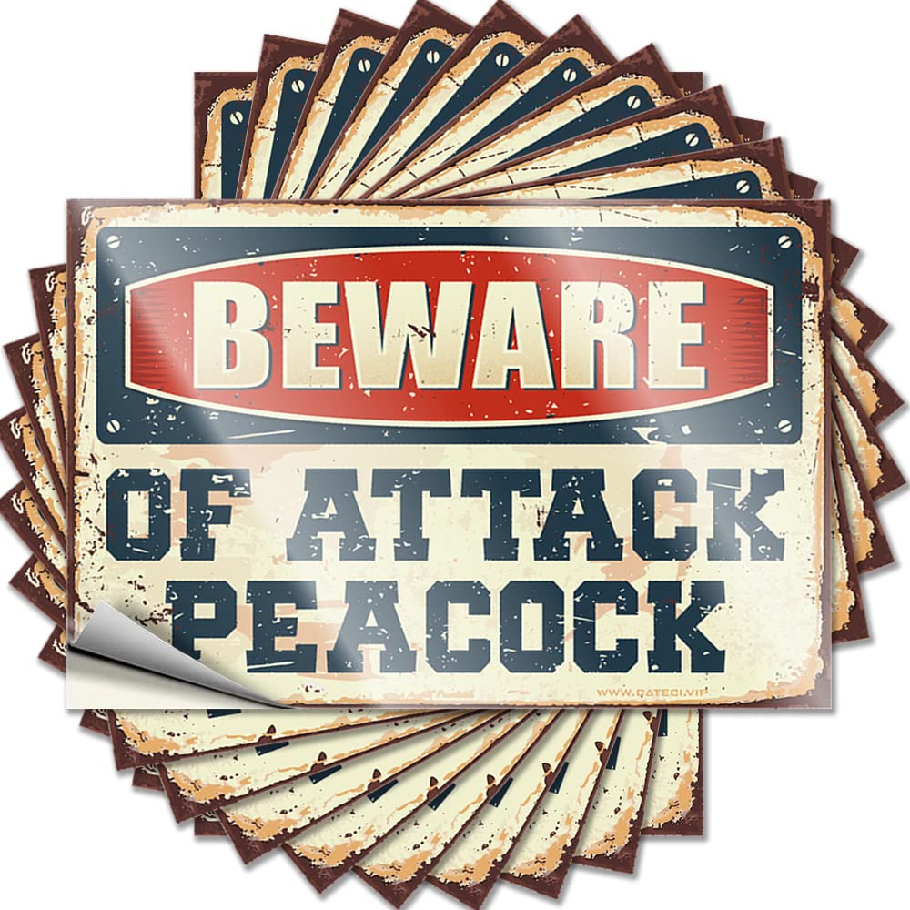 Fzfn Girls Colour Tattoos Farm Kitchen Decor Durable Vinyl - Beware Of Attack Peacock Window For Military Use(12X18cm)