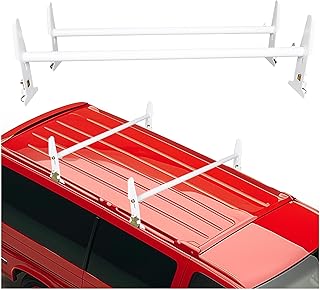 ECOTRIC Van Roof Ladder Rack 47"- 77" Adjustable Roof Rack 500LBS Capacity Compatible with Chevy Dodge Ford GMC Express