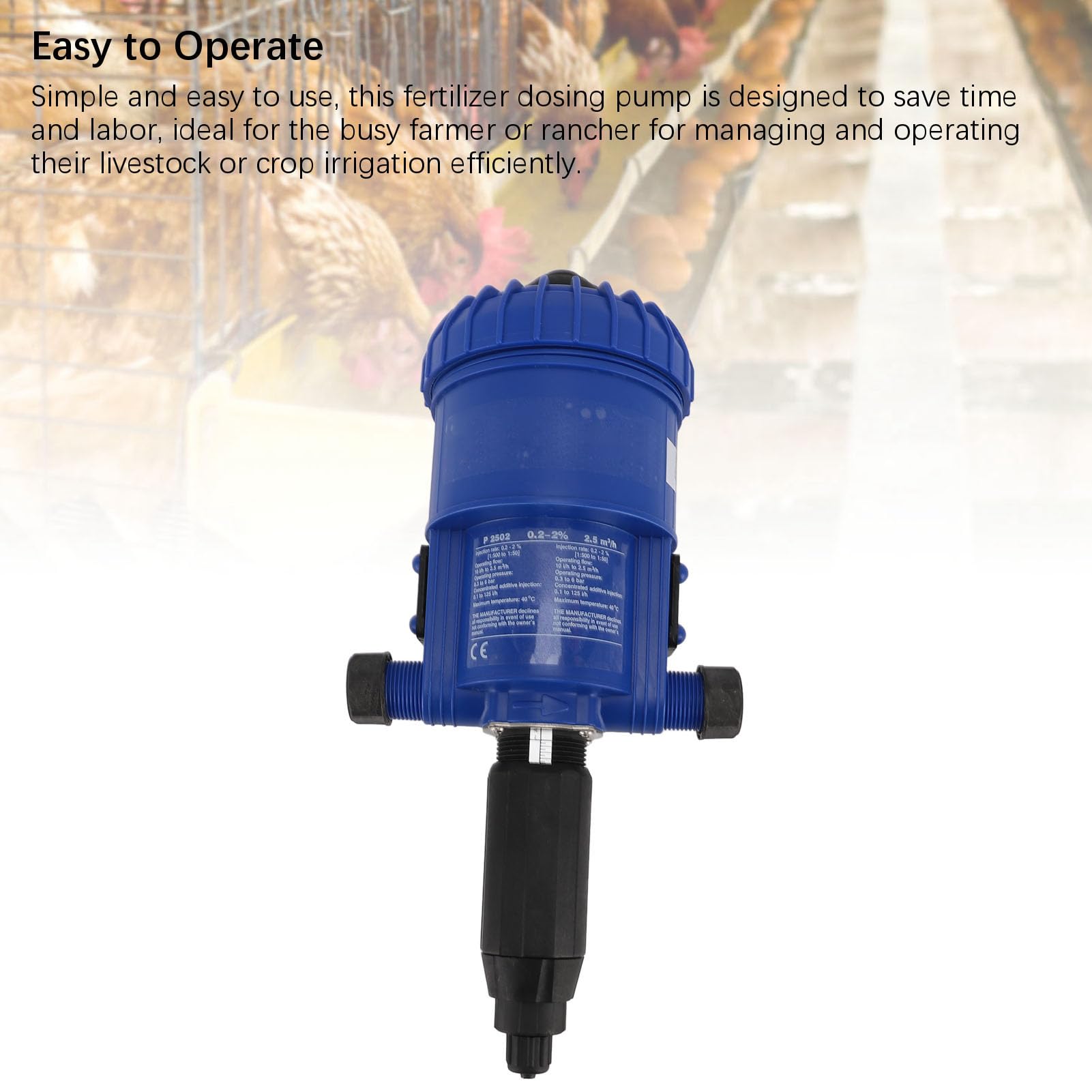 Inyector de Fertilizante 0,2%-2% para Riego por Goteo, Bomba Dosificadora de Agua Ajustable, Dosificador Automático de Líquido Químico para Jardín, Invernadero, Ganado, Granja
