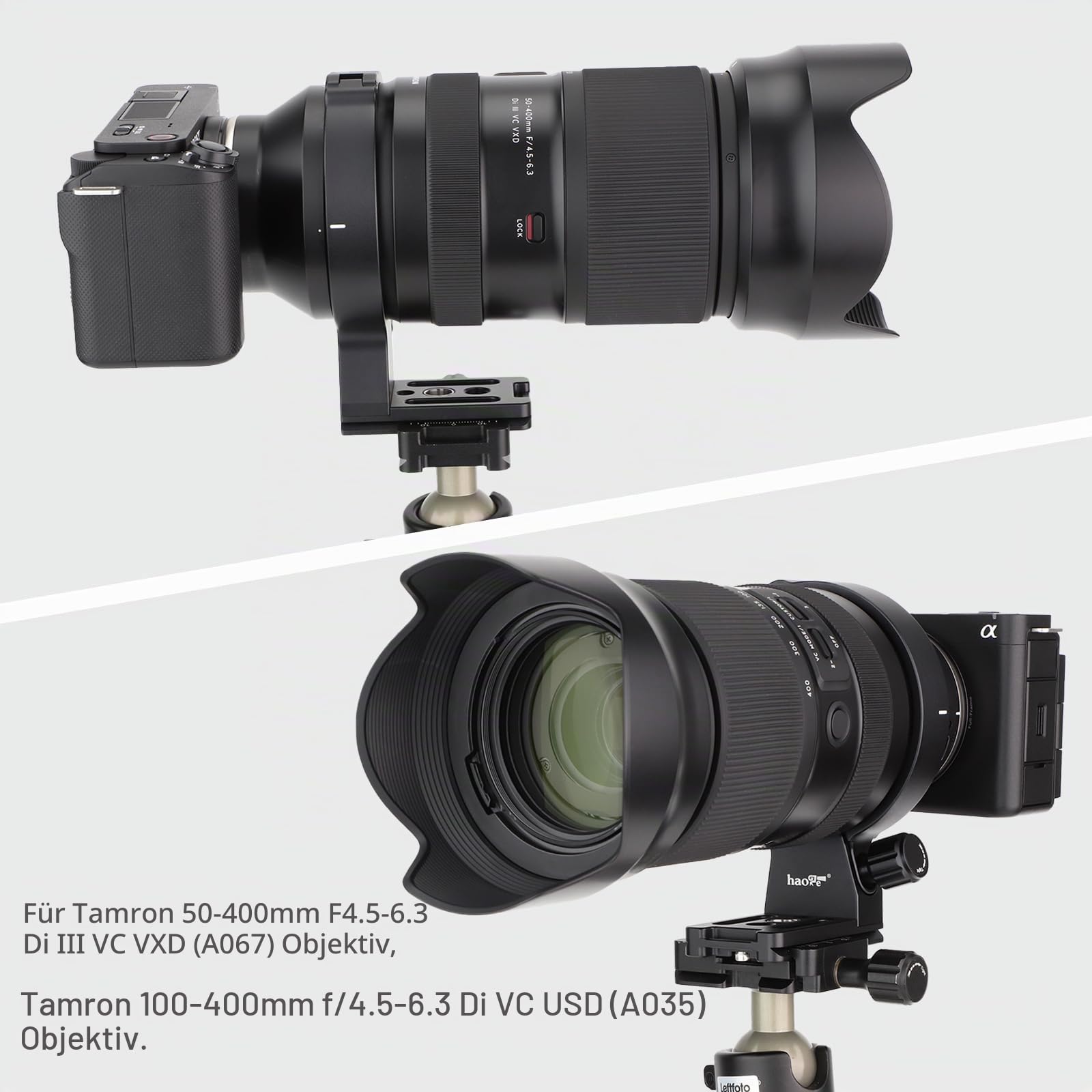 Haoge Objektivkragen für Tamron 50–400 mm A067 Objektiv mit integriertem QD-Loch, Arca-Typ, Schnellwechselplatte, Ersatz, LMR-TL540 Stativ-Halterungsring