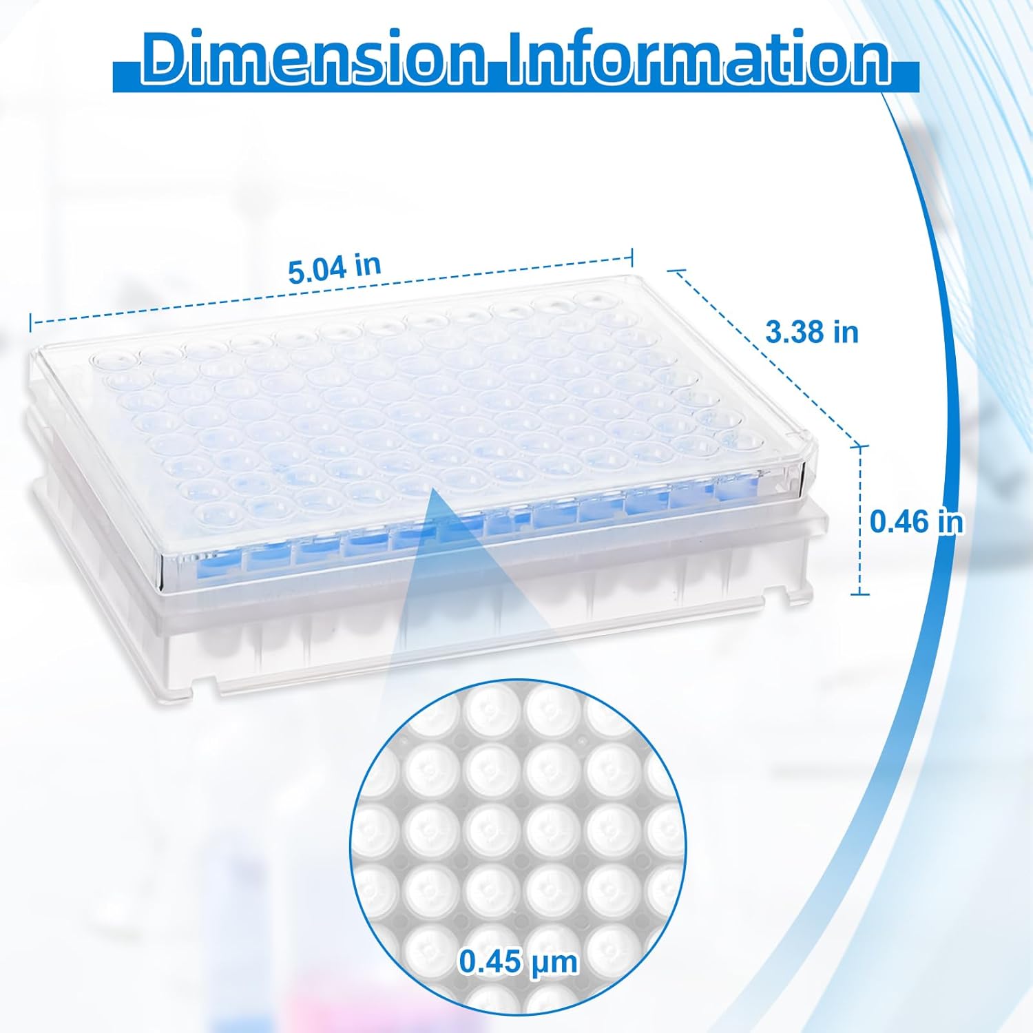 96-Well Microporous Filter Plate, 300μL, 0.45μm, Hydrophilic PVDF Membrane, Removable, for Lab Filtration, Analyses of Elispot, Pampa, and Cell Screening, 1 Pcs