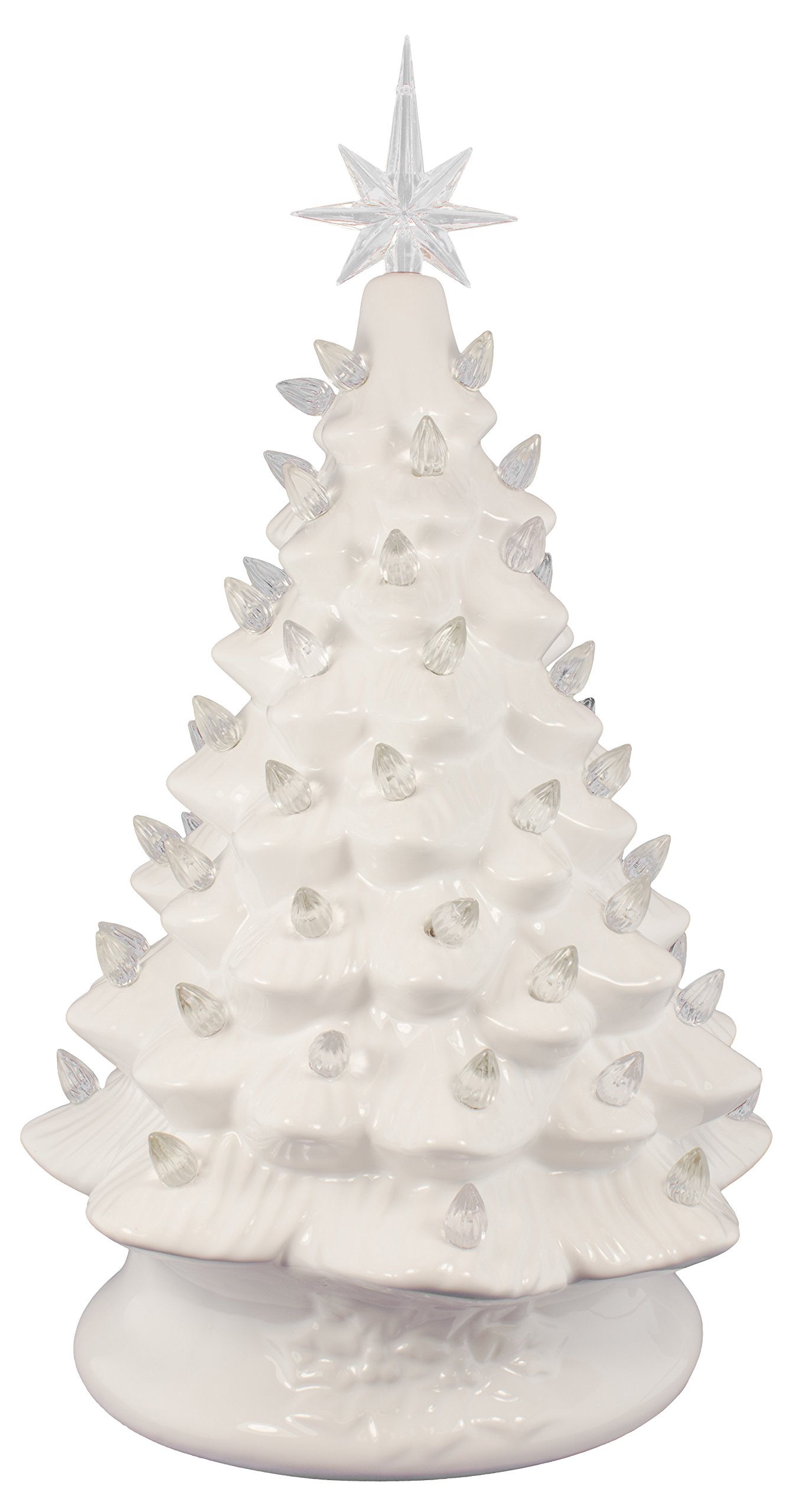 Christmas Is Forever 16" Ceramic Light Up White Christmas Tree with White Lights