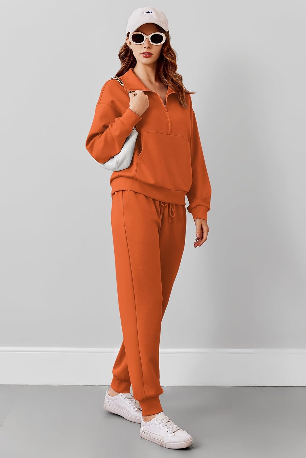 Size XL.....PINSPARK 2 Piece Sets for Women 2025 Fall Travel Outfits Long Sleeve Tracksuit Joggers Sets Half Zip Sweatsuit Matching Set