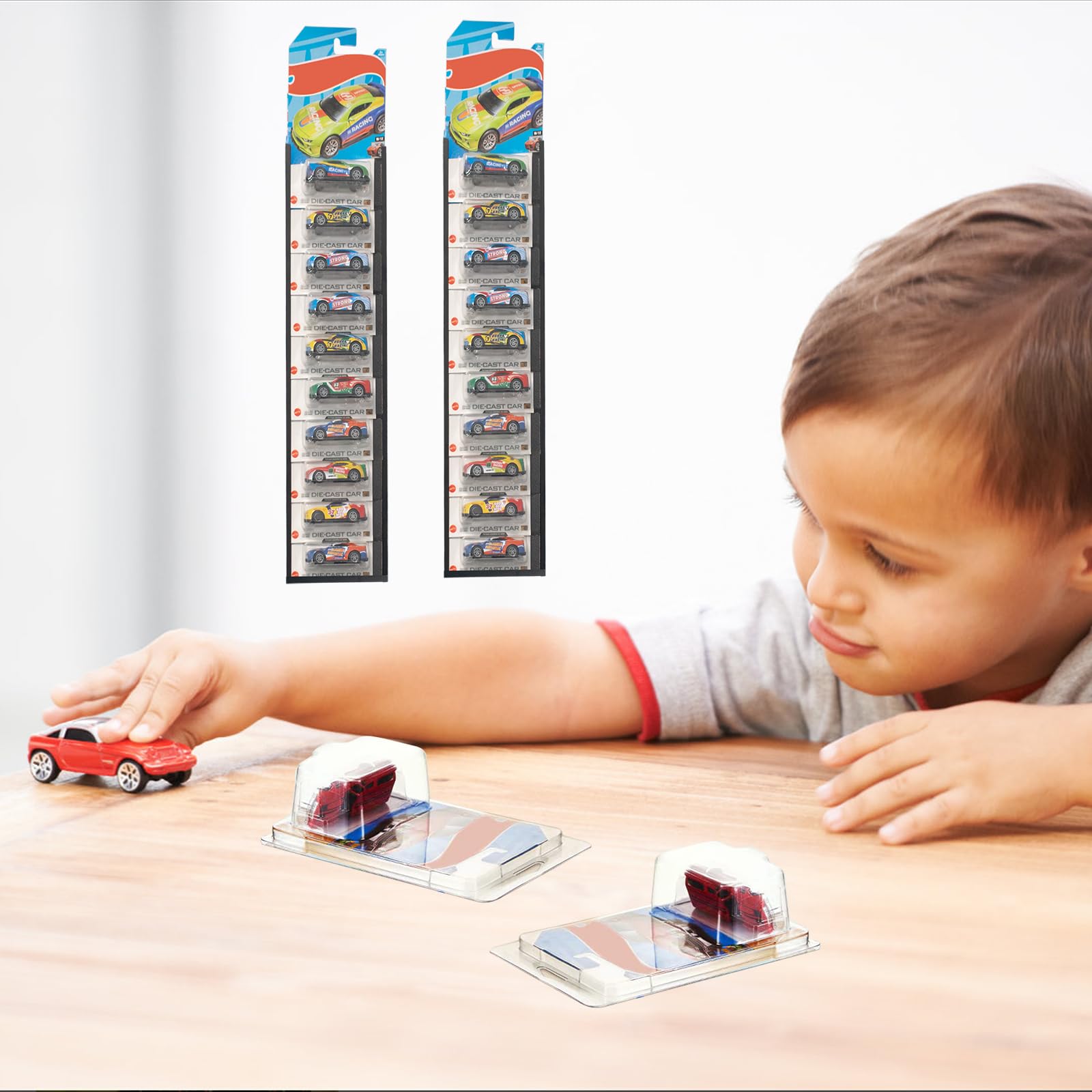 4 Sets Supporto da Parete per Vetrina per Auto Vetrina da collezione Mensola da appendere Vetrina sospesa per Packaged Cars 41x2cm