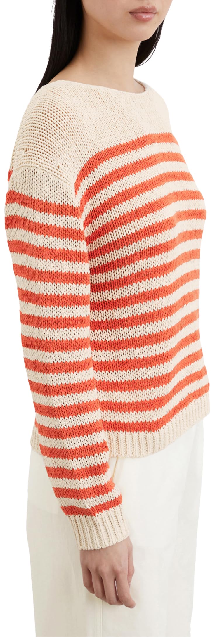 Marc OߴPolo Donna Pullover in maglia a righe loose fit, Multicolore (Stripe/Natural Cotton), XXL