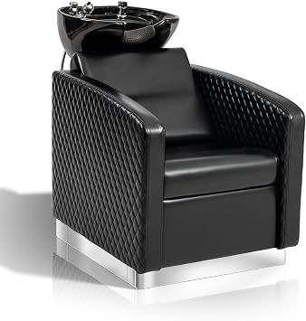 OmySalon Backwash Unit Salon Shampoo Bowl and Chair, Large Ceramic Sink, Stainless Steel Base, Hair Washing Station Shampoo Unit for Barbershop Beauty Spa Massage Hairdressing