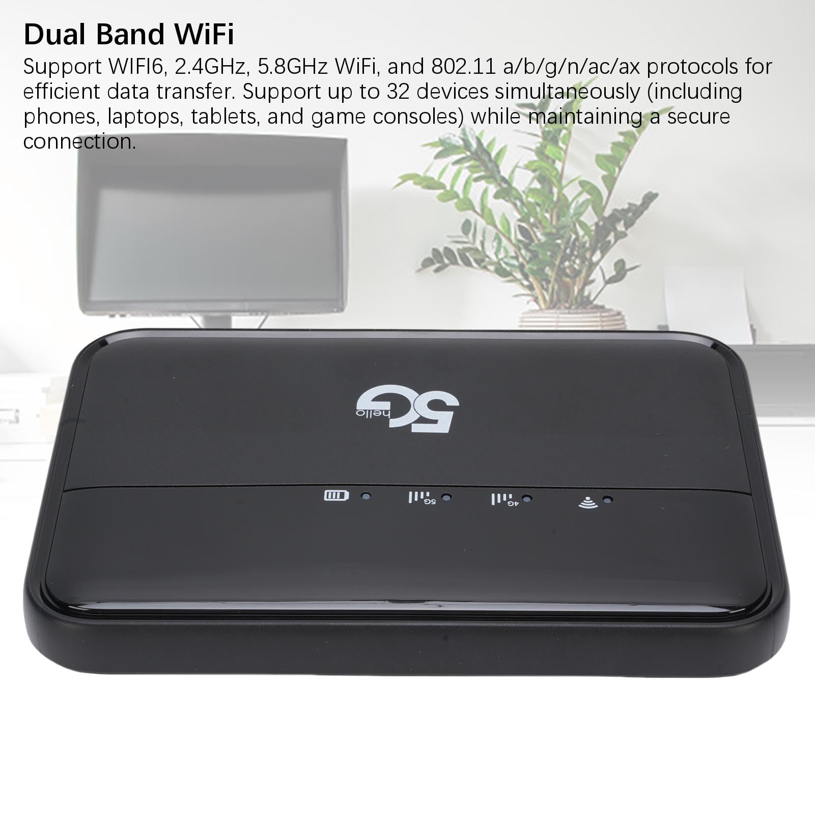 Gugxiom Hotspot 5g, WiFi6 Ad Alta velocità 5g Dispositivo Hotspot Mobile WiFi, Router Portatile Nano SIM con Batteria da 10000 MAh per Viaggi e Connessione Multiple