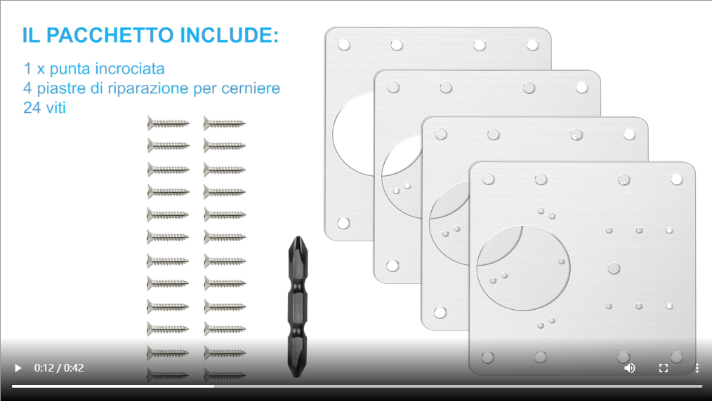 Kit Riparazione Cerniere Per Mobili - 8 Piastre In Acciaio Con Viti Per Armadi E Cucine - Foto 3