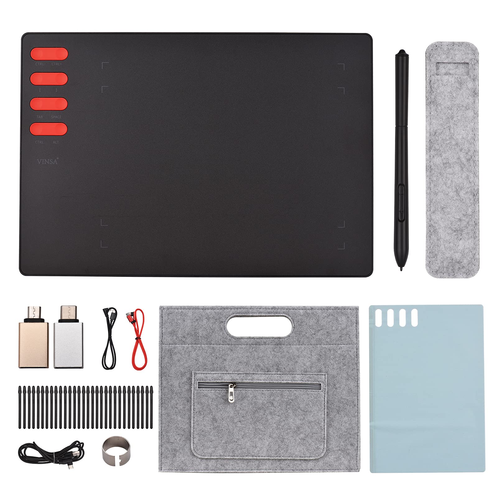 Tableta Gráfica T505 con Lápiz óptico sin Batería, Presión 8192, 8 Teclas, 7,6 X 5,6 Pulgadas, área Activa para Enseñanza de Diseño de Arte Digital en (Tipo 3)