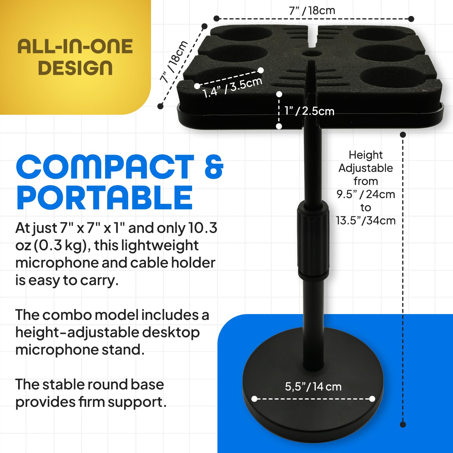 Multi Microphone Holder Cable Hanger & Organizer with Desktop Mic Stand - Image 4