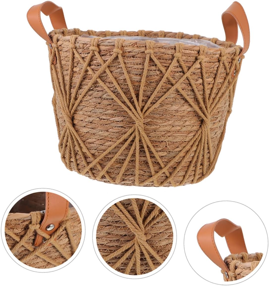 BESPORTBLE Portable Woven Flower Basket Handle Multi-purpose Storage for Garden Gatherings Rustic Home Decor and Outdoor Events Natural Material Design