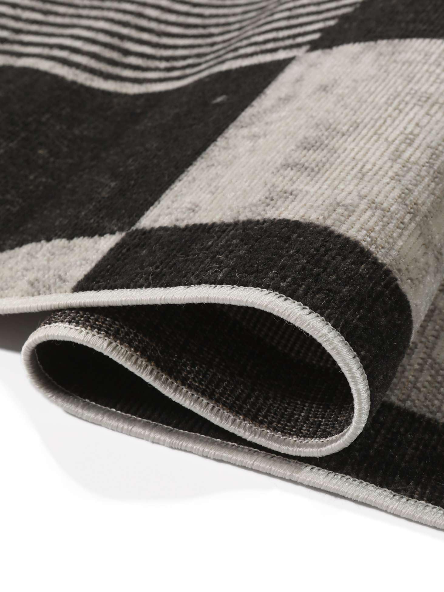 RugVista Deco, Dywan, Nowoczesne, 160 x 230 cm, Prostokąt, Niski, Pokój dzienny, Jadalnia, Sypialnia, Czyścić wyłącznie chemicznie, oeko_tex_100, Czarny/Off White
