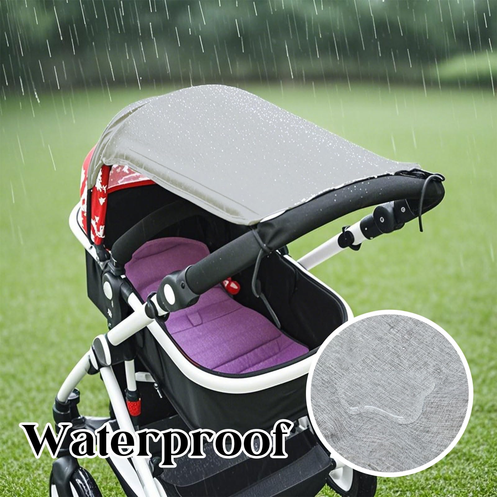 TUONYIS Pram Sun Shade Cover, Baby Strollers Sunshade Canopy, Breathable Foldable Baby Sunshade Pram Shade - Image 4