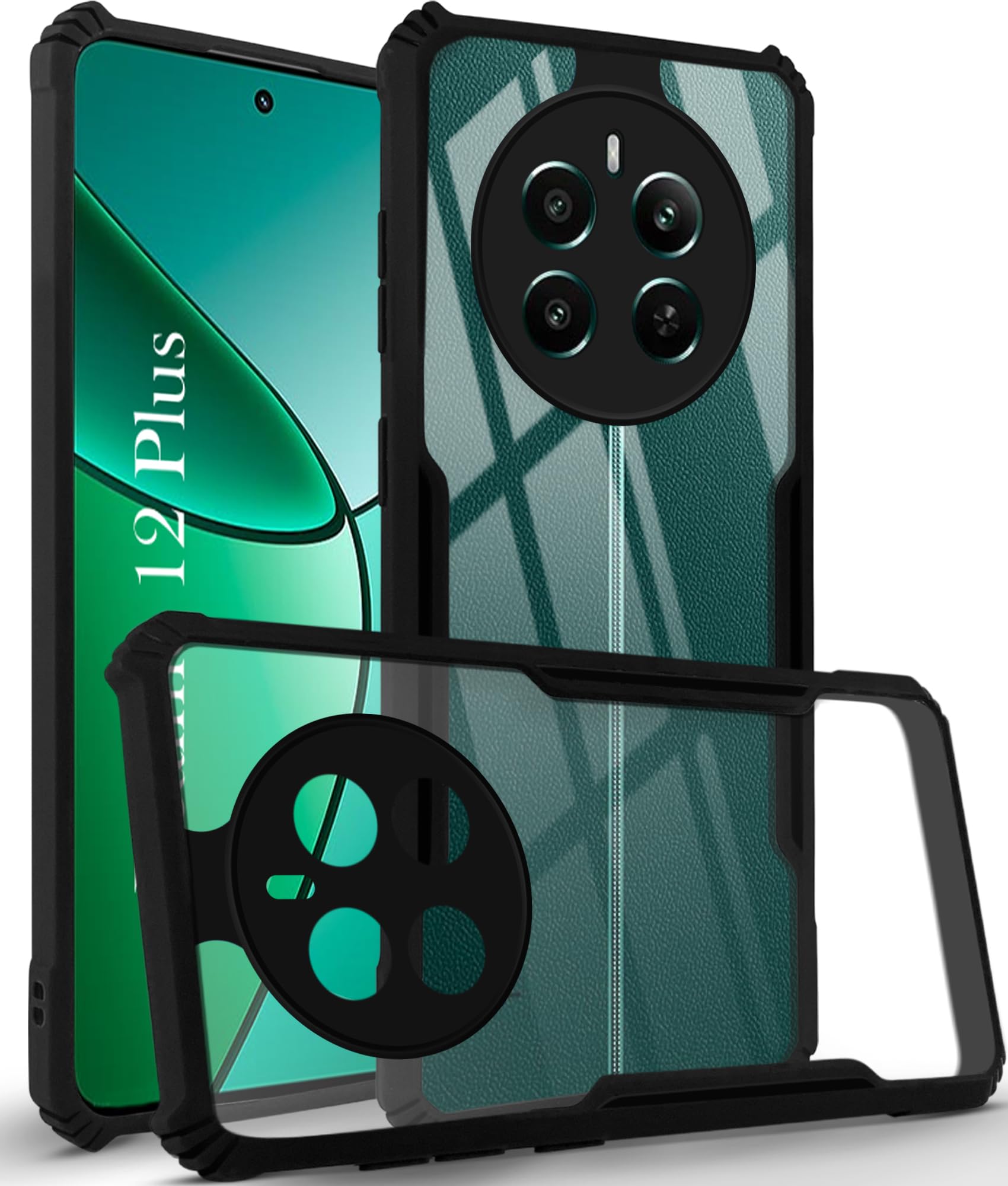 Jkobi Back Cover Case for Realme 12 Plus (Shockproof with Polycarbonate Clear Panel | Professional Black) (B0CYGW3T6J) Amazon Price History, Amazon Price Tracker