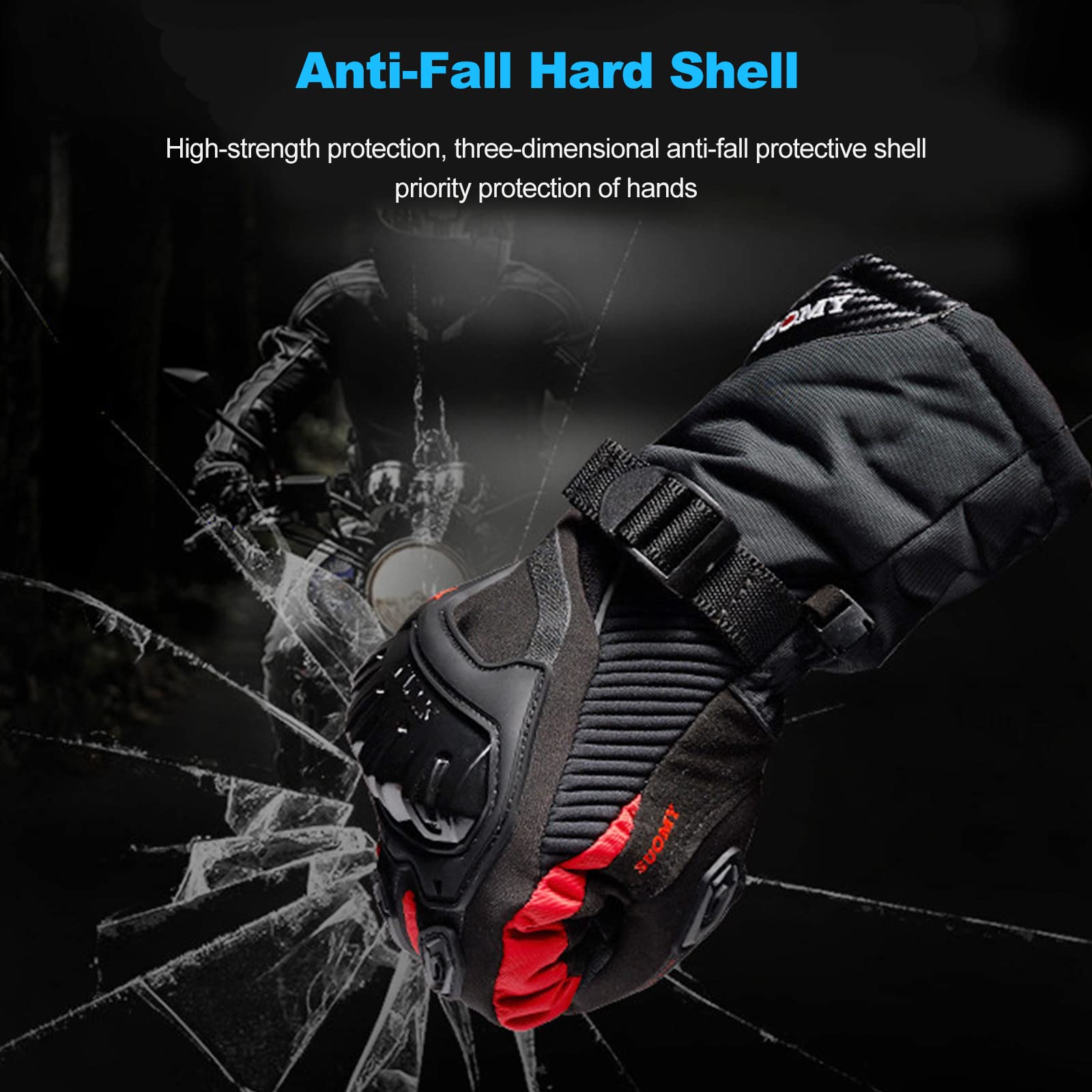 Gants de Moto étendus et épaissis, Gants à Écran Tactile Plein pour Femme et Homme, Gants Moto Coupe-Vent et Coupe-Froid pour VTT, Moto Cross, Scooter, Vélo et Autres Sports de Plein Air