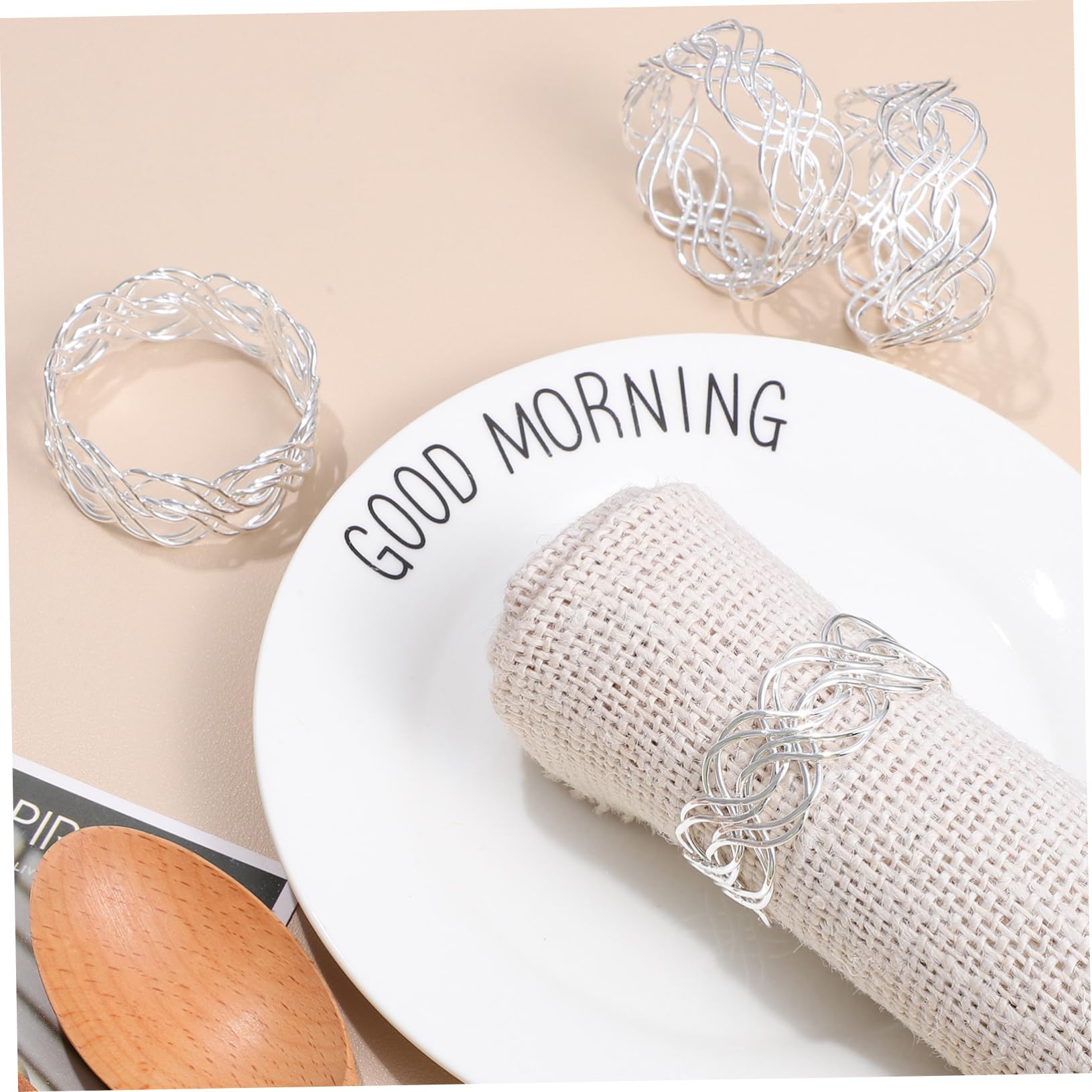 iplusmile 6 Anillos de Servilletero Metálico Hebillas para Adorno de Mesa en Bodas y Festivales, Superficie Lisa y Brillante, Diseño Único y Elegante