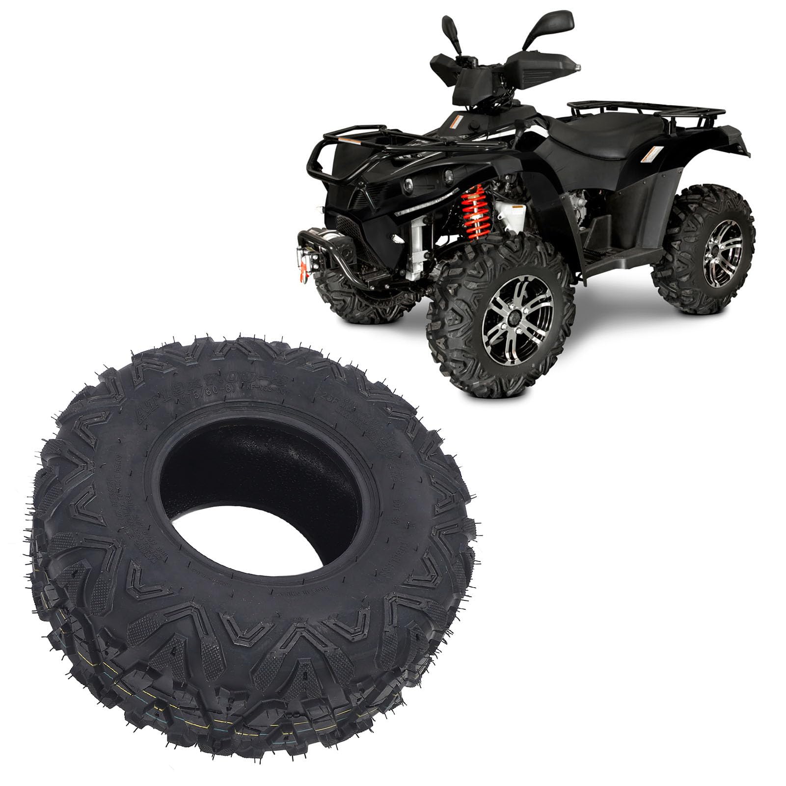 Opony ATV 19x7-8, 6-warstwowa Gumowa Opona Sportowa ATV 19x7x8 Opony Mini Bike Opony UTV Off Road Opony Bezdętkowe Wszystkie Terenowe Opony Błoto Trial Piasek Opony UTV Quad Tire